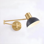 Lampada da parete moderna in ottone con braccio orientabile da 5 a 9 pollici per comodino