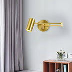 Applique murale cylindrique moderne dorée à bras articulé pour usage intérieur