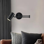 Applique murale cylindrique moderne dorée à bras articulé pour usage intérieur