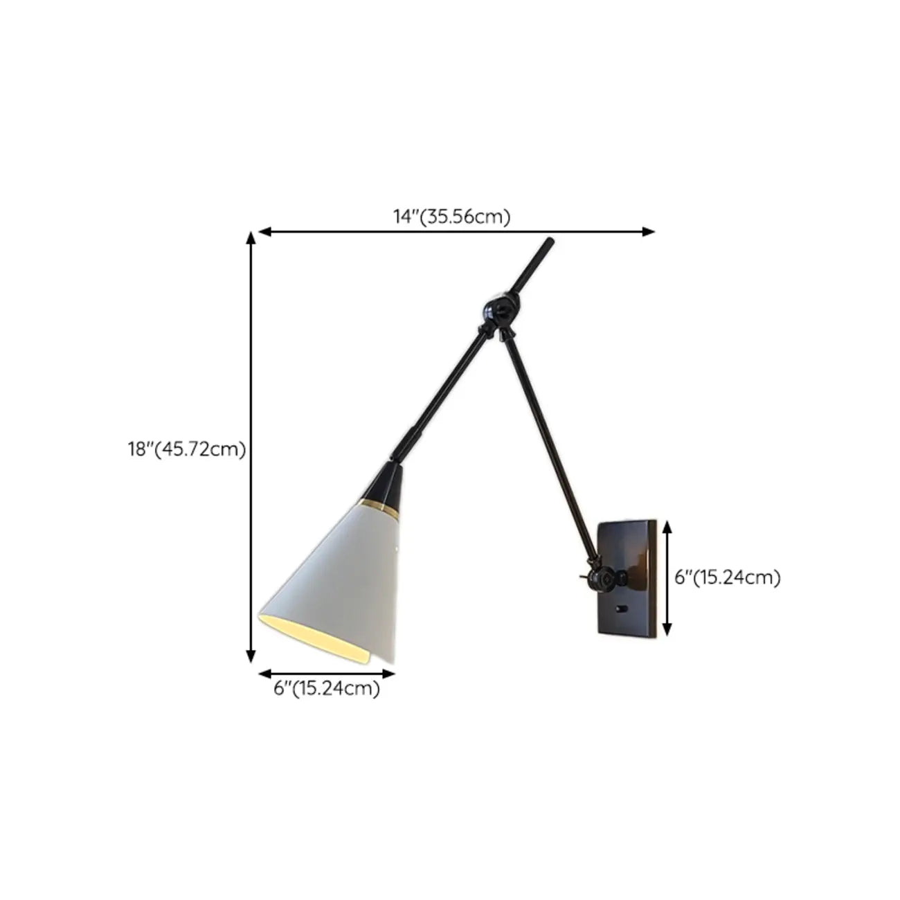 Lampada da parete regolabile da 26'' con braccio orientabile per lettura a bordo letto