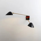 Applique murale à bras articulé en métal noir à 2 lumières pour salon