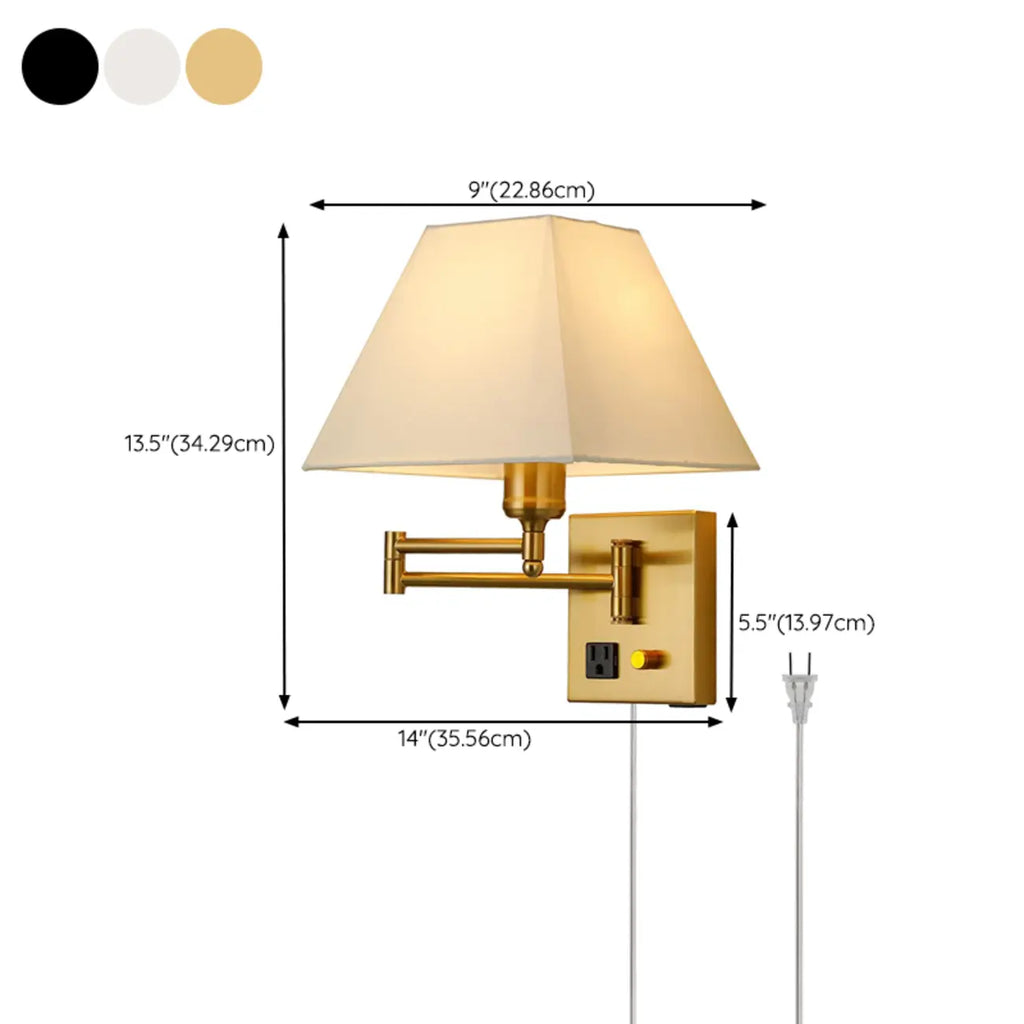 Applique murale élégante à bras articulé avec port USB pour une utilisation de chevet