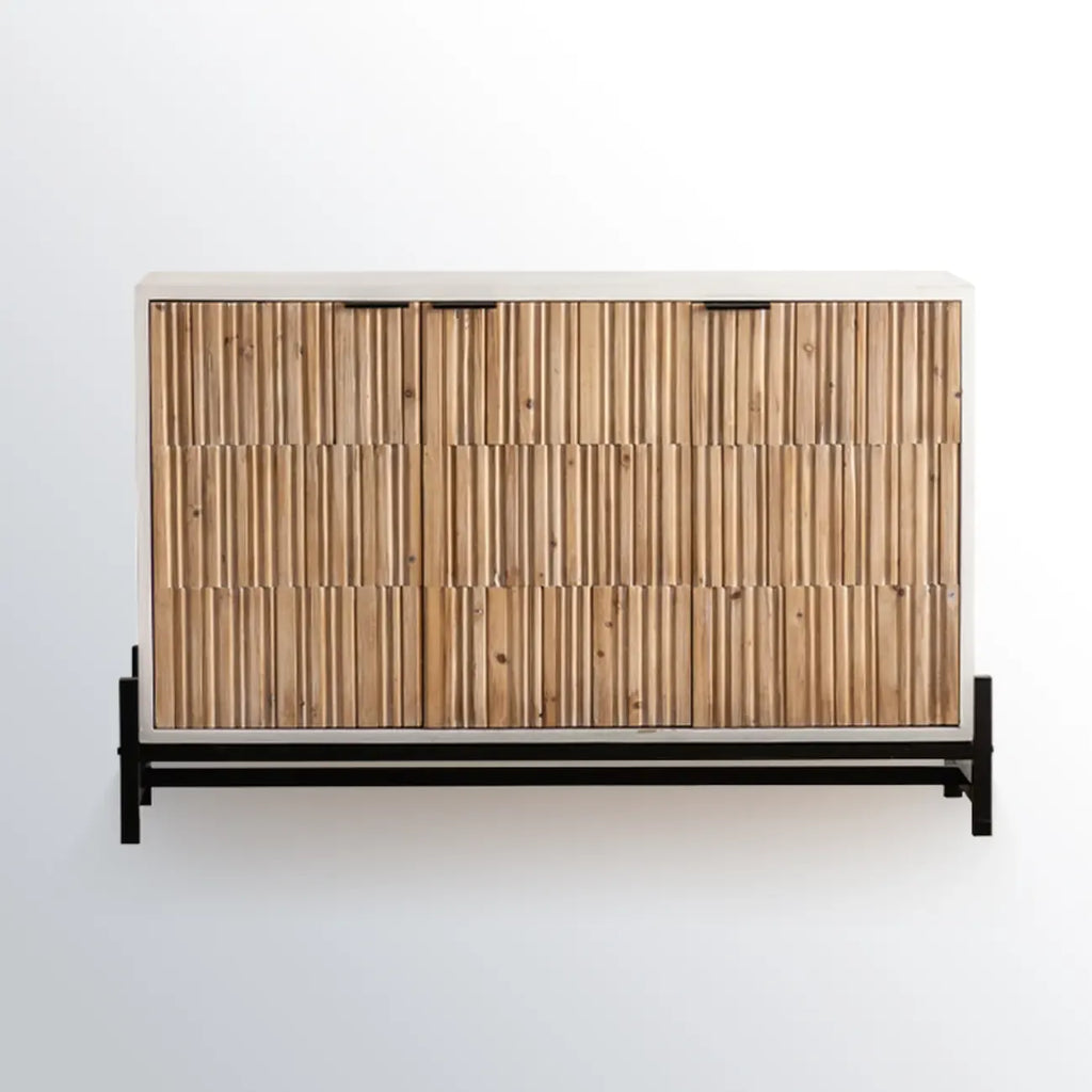Meuble industriel en bois autoportant pour salon