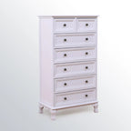 Meuble d'appoint rustique en bois blanc avec plusieurs tiroirs