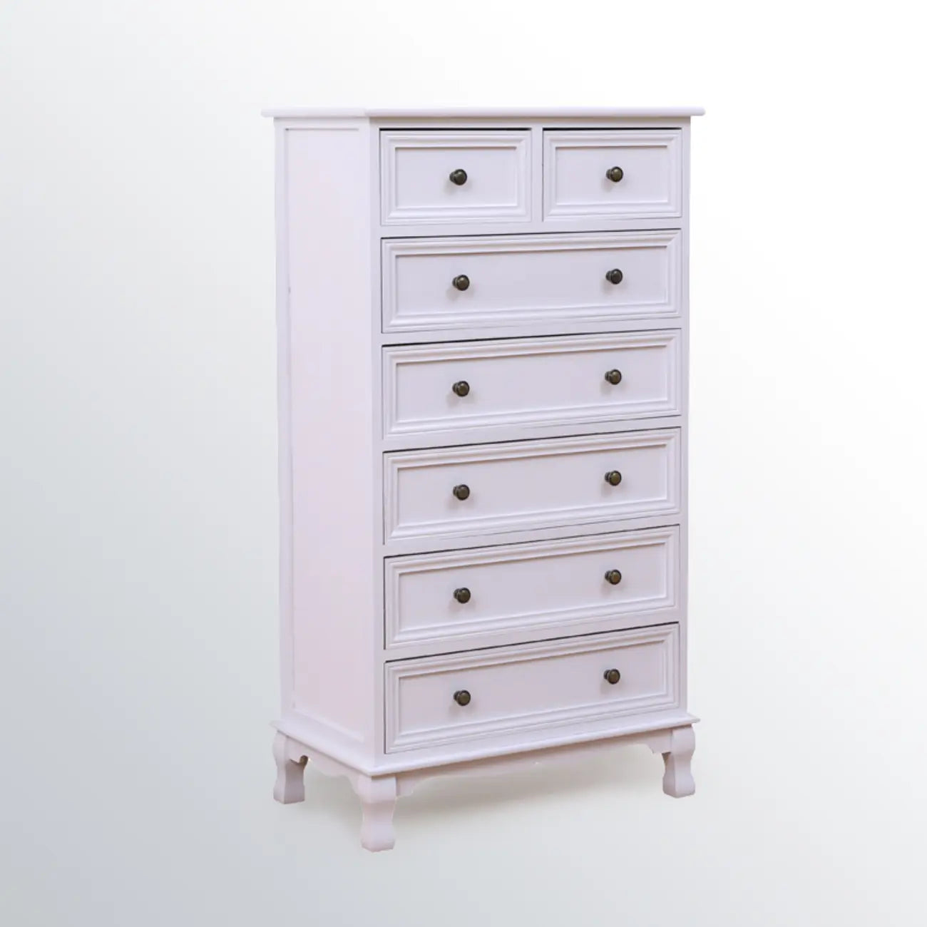Meuble d'appoint rustique en bois blanc avec plusieurs tiroirs