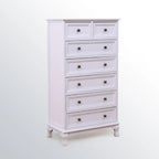Meuble d'appoint rustique en bois blanc avec plusieurs tiroirs