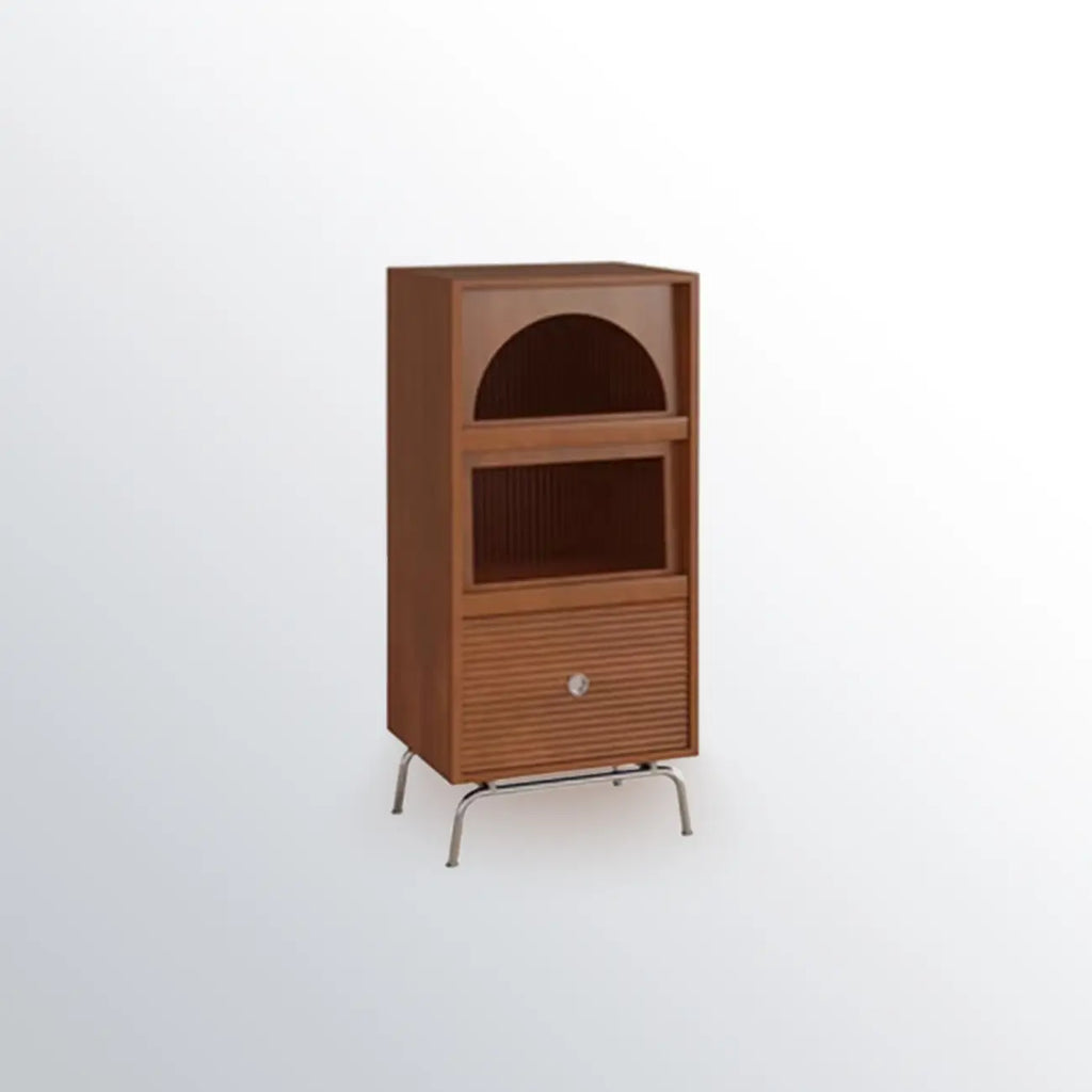 Meuble d'appoint indépendant en pin avec porte vitrée et rangement