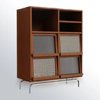 Meuble d'appoint pour salon, en bois brun et pieds en métal