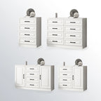 Meuble indépendant en bois blanc avec tiroirs et portes
