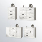 Meuble indépendant en bois blanc avec tiroirs et portes