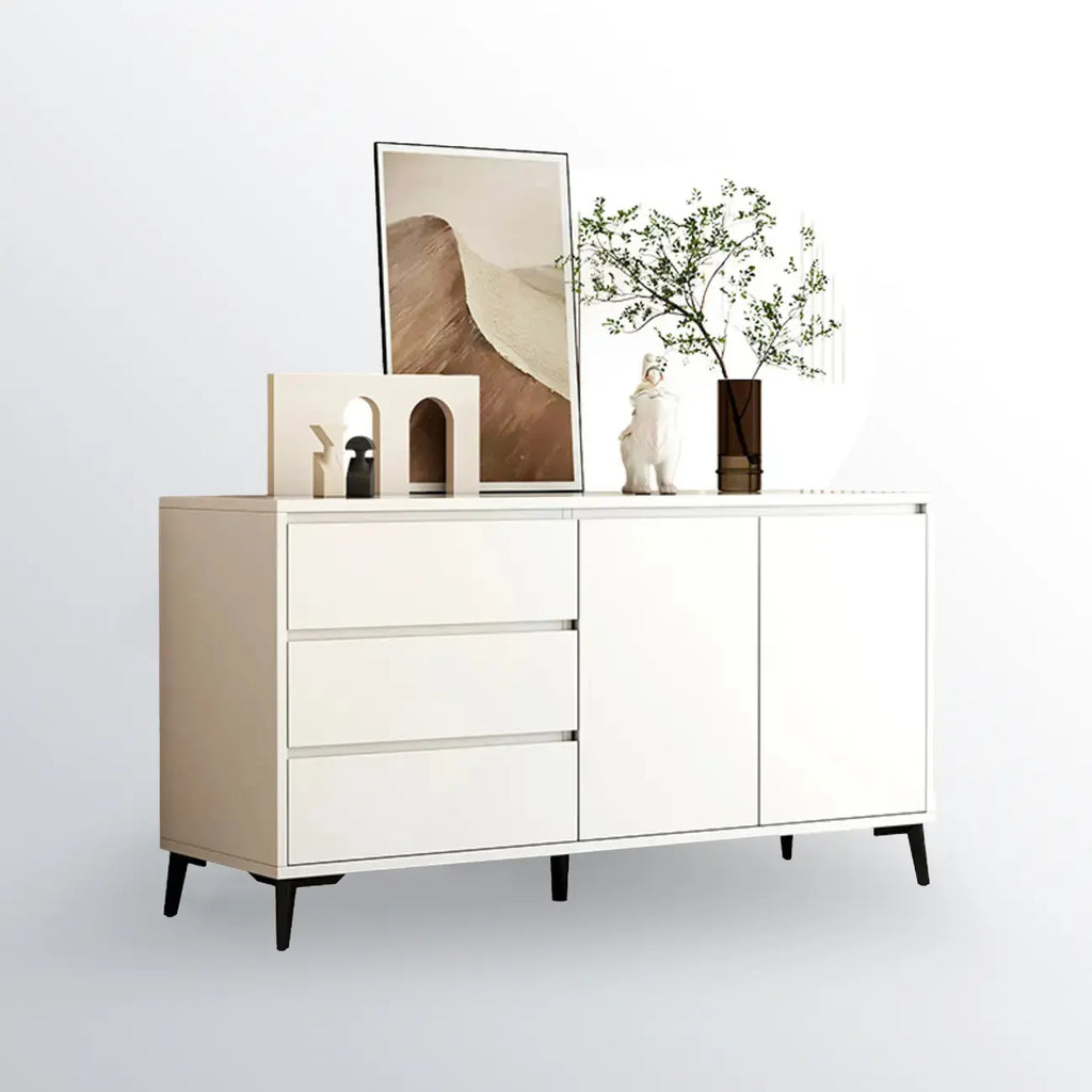 Grand meuble de rangement rectangulaire moderne en bois blanc