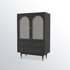 Meuble d'appoint moderne en bois massif beige avec 2 tiroirs