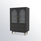 Meuble d'appoint moderne en bois massif beige avec 2 tiroirs