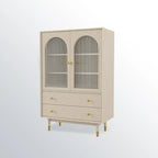 Meuble d'appoint moderne en bois massif beige avec 2 tiroirs