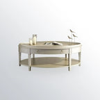 Table basse ovale de luxe en bois avec tiroir pour salon
