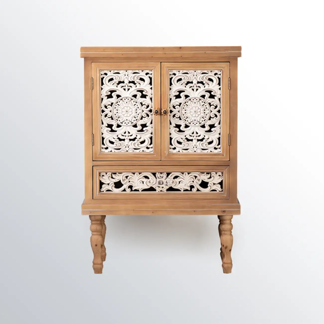 Meuble de style campagnard français pour salon avec portes sculptées