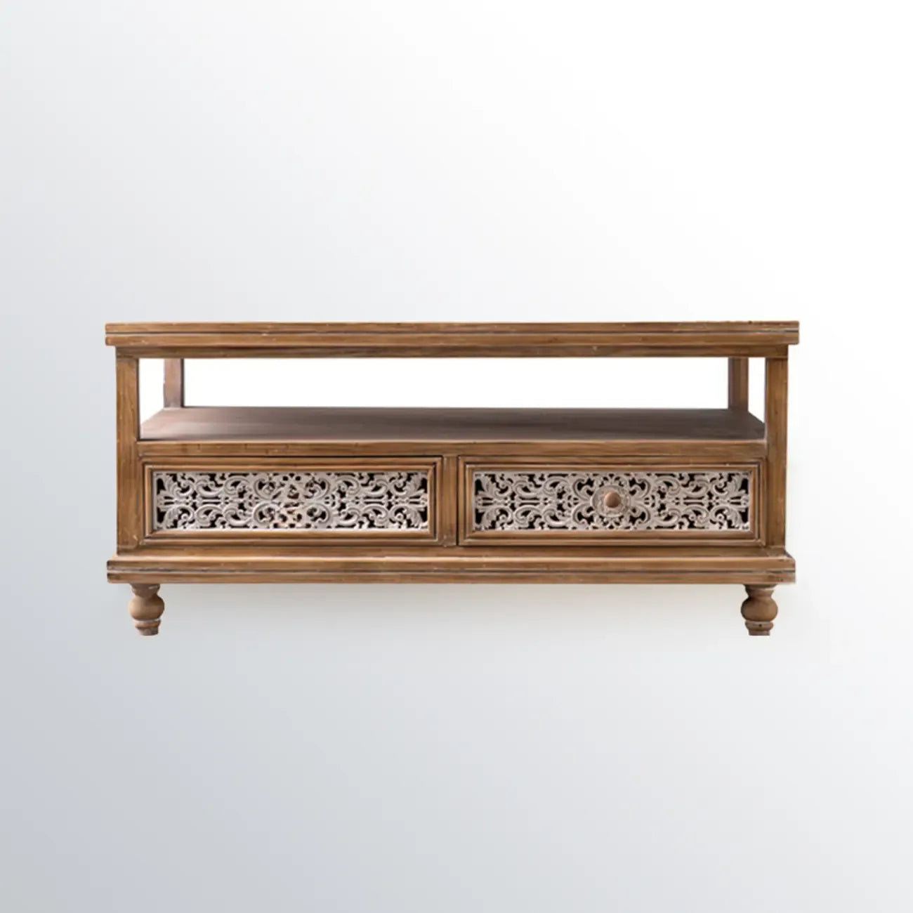 Meuble de style campagnard français pour salon avec portes sculptées