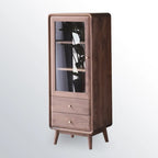 Mobiletto con 2 cassetti marrone, stile Mid-Century, con anta in vetro