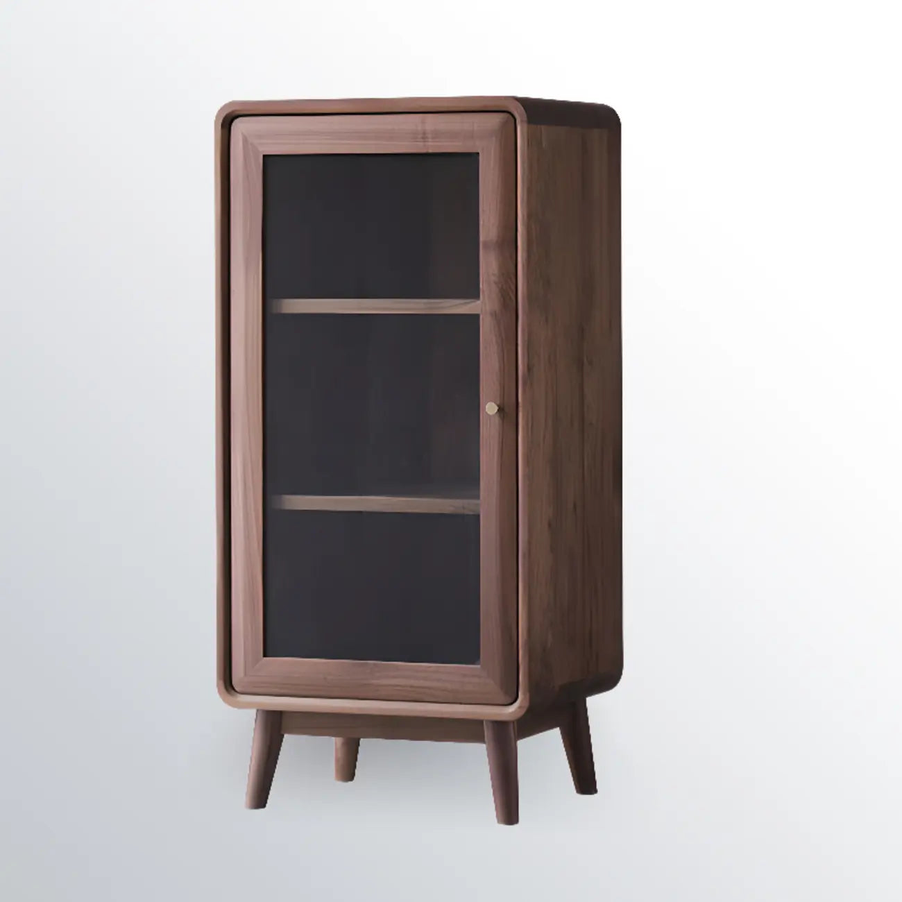Mobiletto con 2 cassetti marrone, stile Mid-Century, con anta in vetro