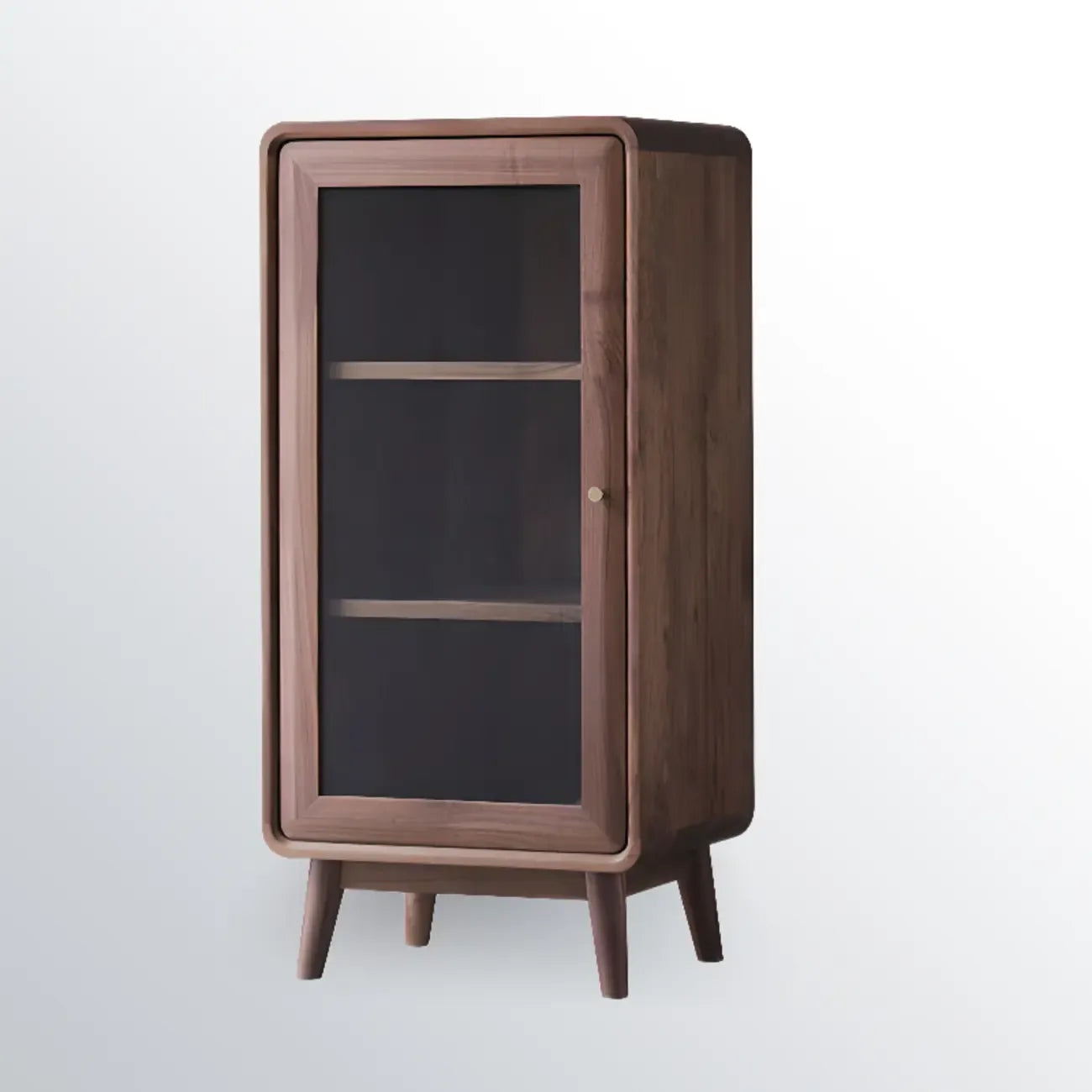 Mobiletto con 2 cassetti marrone, stile Mid-Century, con anta in vetro