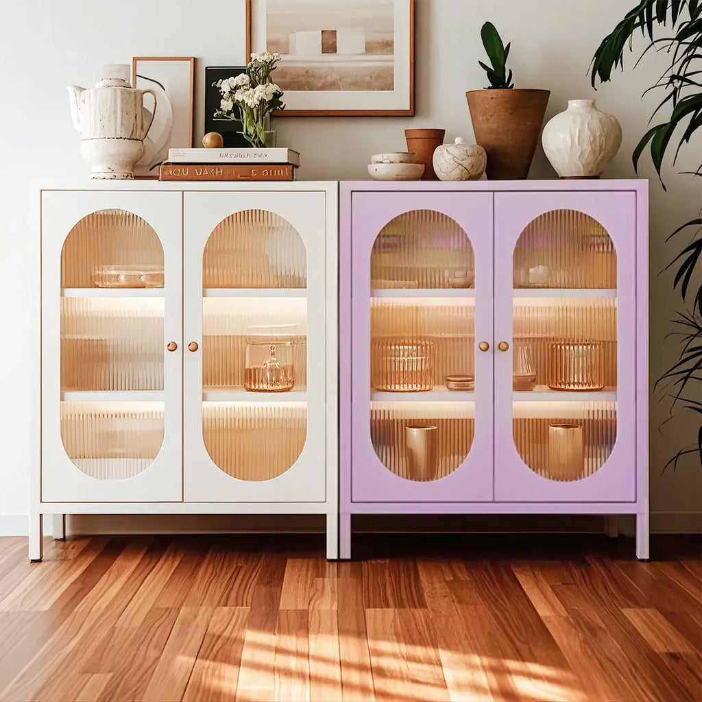 Meuble moderne indépendant pour salon avec porte vitrée