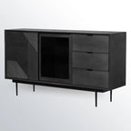 Meuble rectangulaire noir moderne avec tiroirs pour salon