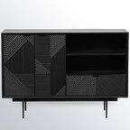 Meuble rectangulaire noir moderne avec tiroirs pour salon