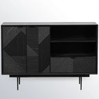 Meuble rectangulaire noir moderne avec tiroirs pour salon
