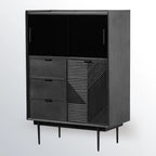 Meuble rectangulaire noir moderne avec tiroirs pour salon