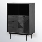 Meuble rectangulaire noir moderne avec tiroirs pour salon
