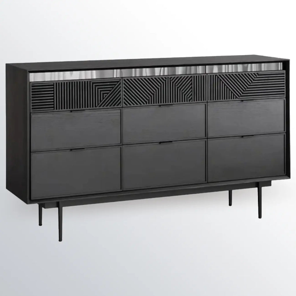 Meuble rectangulaire noir moderne avec tiroirs pour salon