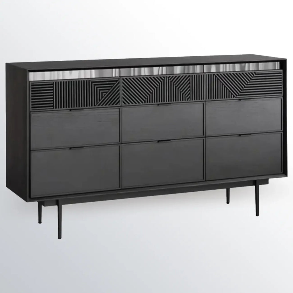 Meuble rectangulaire noir moderne avec tiroirs pour salon