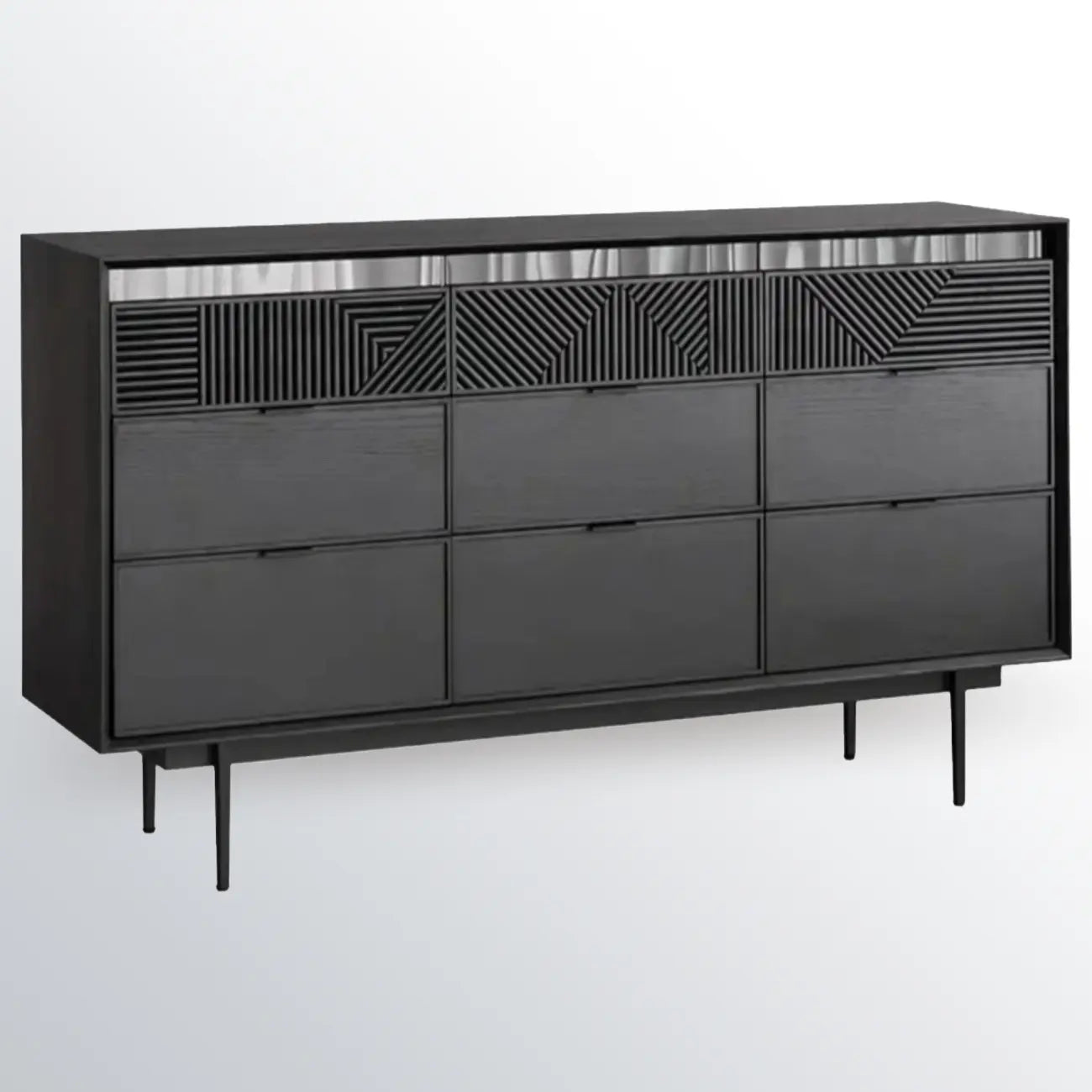 Meuble rectangulaire noir moderne avec tiroirs pour salon
