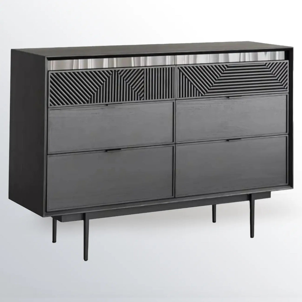 Meuble rectangulaire noir moderne avec tiroirs pour salon