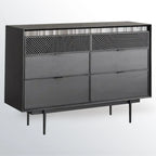 Meuble rectangulaire noir moderne avec tiroirs pour salon