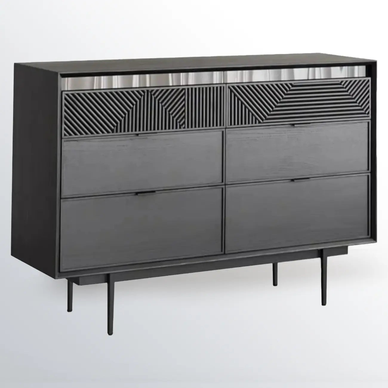 Meuble rectangulaire noir moderne avec tiroirs pour salon