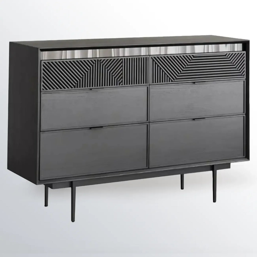 Meuble rectangulaire noir moderne avec tiroirs pour salon