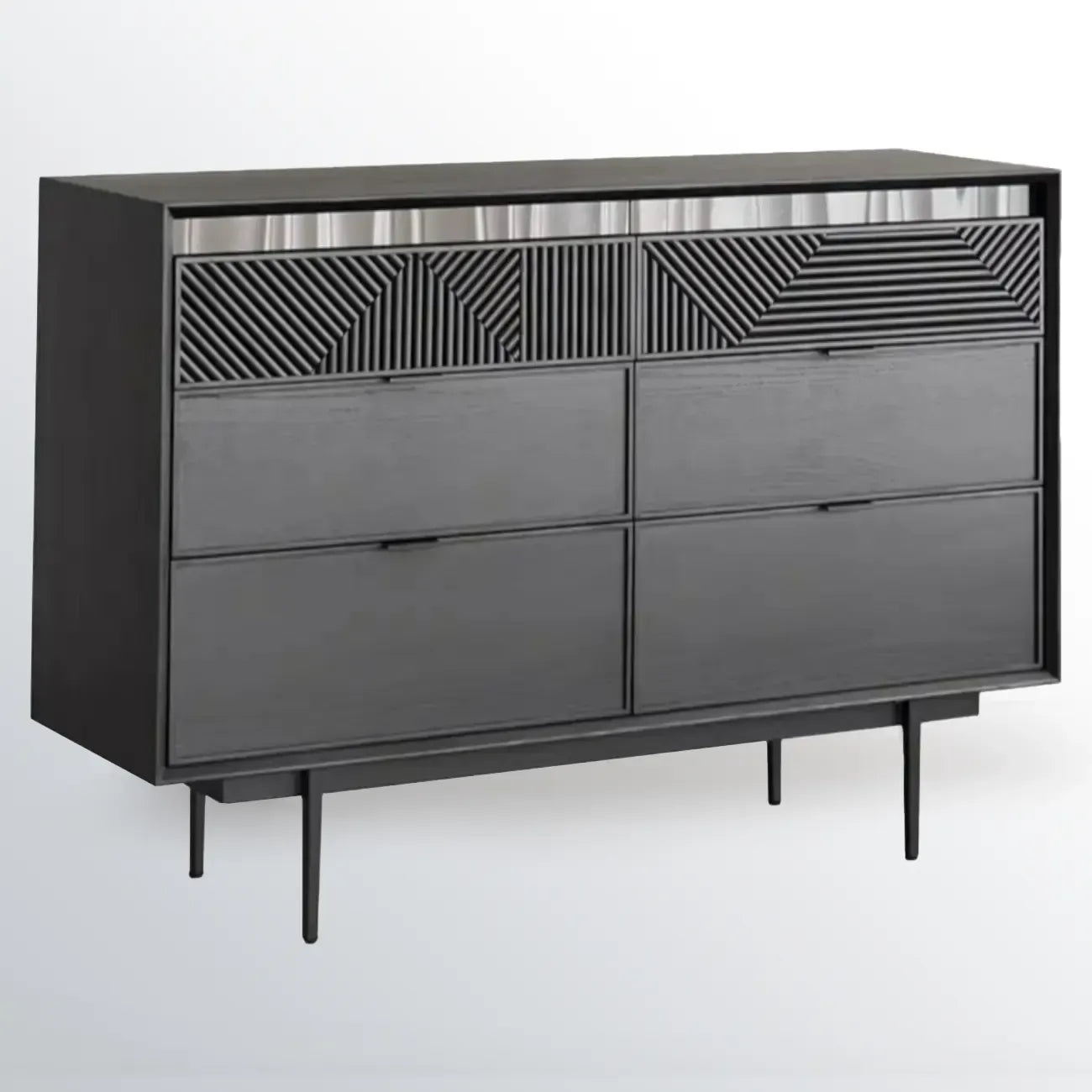 Meuble rectangulaire noir moderne avec tiroirs pour salon