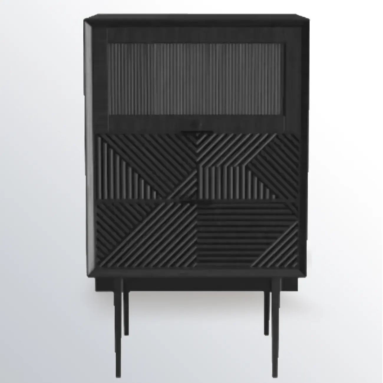 Meuble rectangulaire noir moderne avec tiroirs pour salon