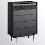 Meuble rectangulaire noir moderne avec tiroirs pour salon