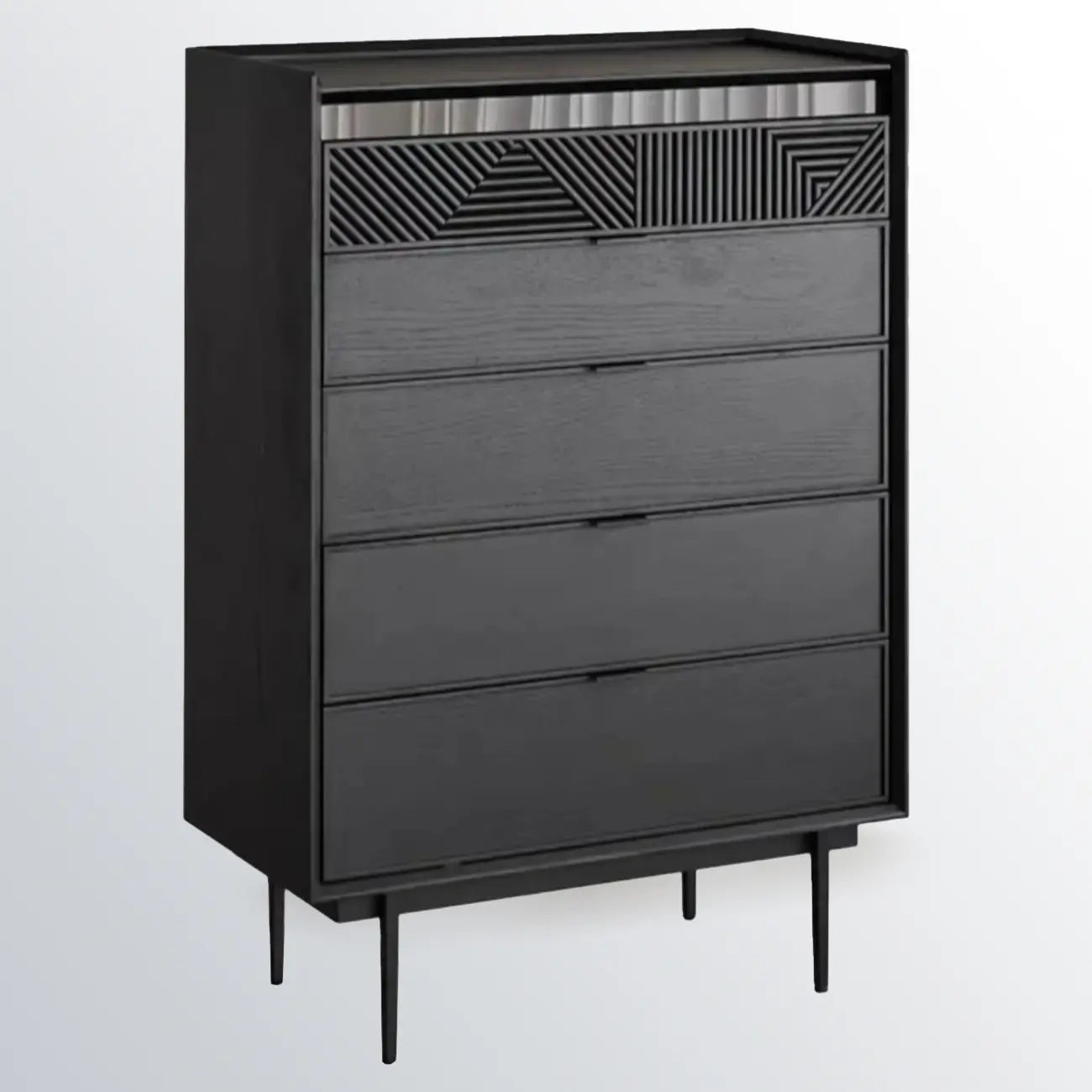 Meuble rectangulaire noir moderne avec tiroirs pour salon