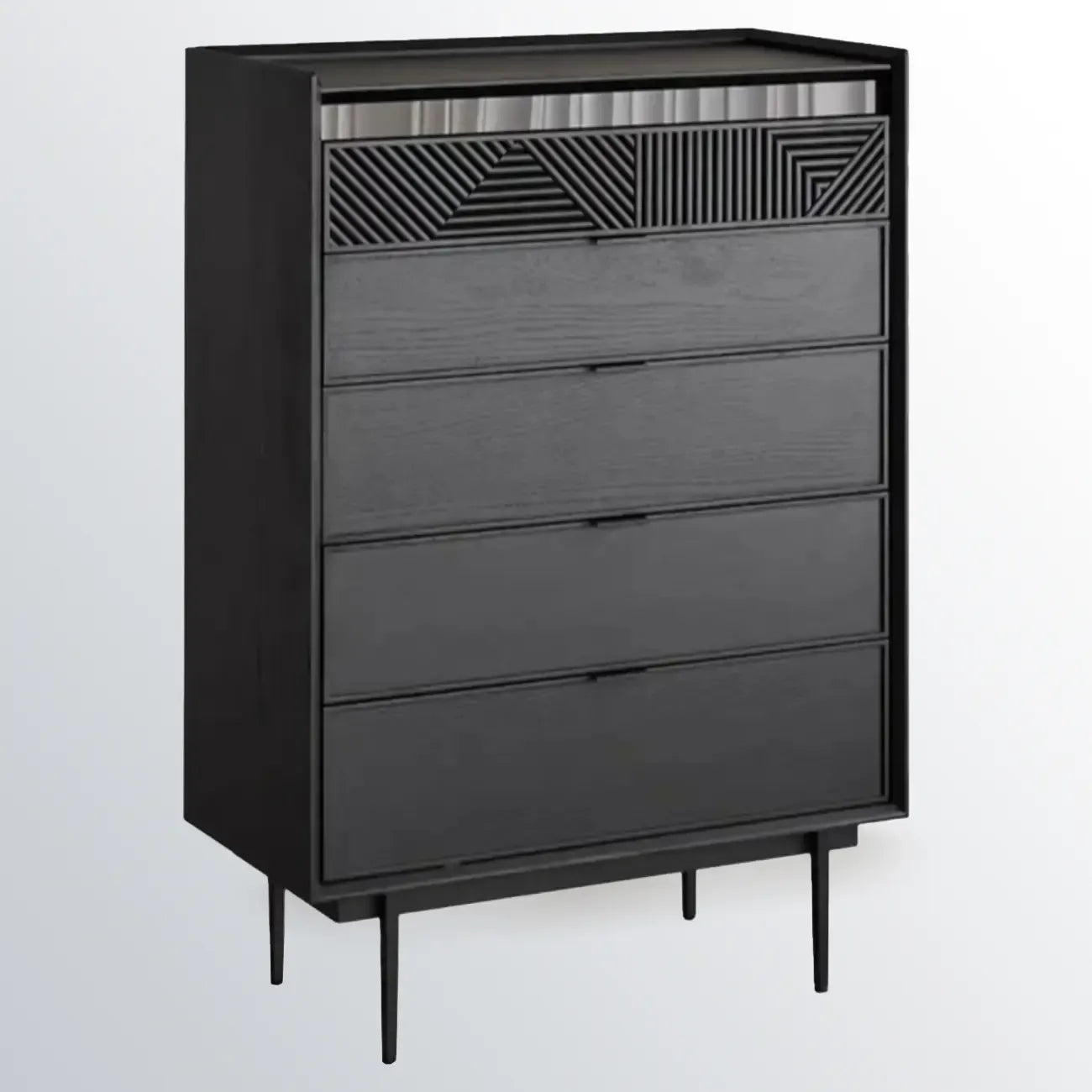 Meuble rectangulaire noir moderne avec tiroirs pour salon