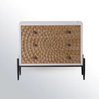 Meuble rectangulaire rustique autoportant en bois blanc et base en fer