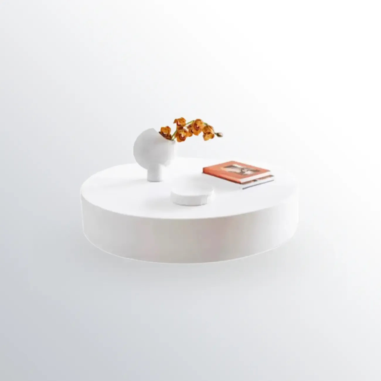 Table basse ronde moderne en fibre de verre blanche pour salon