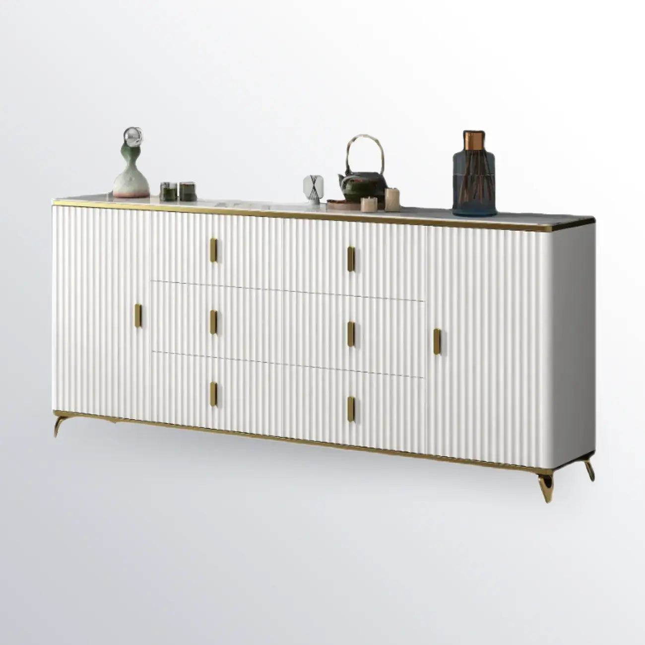 Meuble de salon glamour en bois avec plusieurs tiroirs