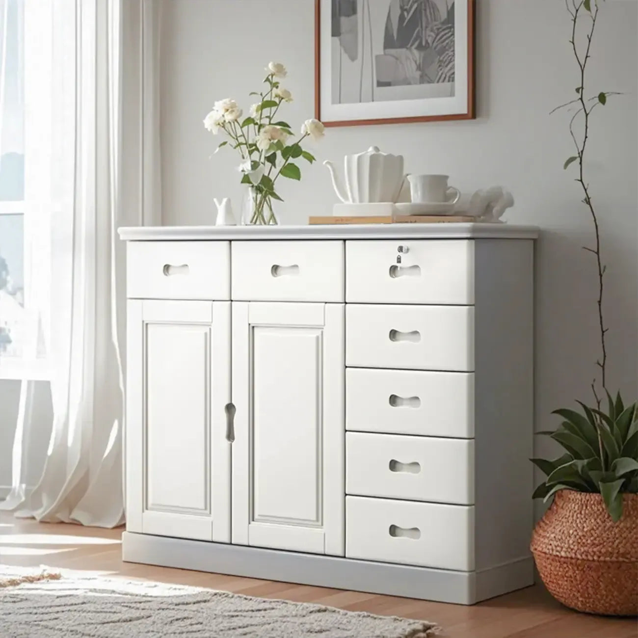 Grand meuble de rangement moderne et polyvalent en bois gris