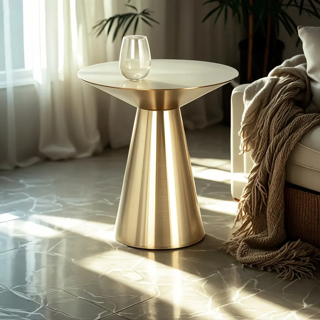 Table d'appoint minimaliste et moderne en métal argenté pour salon