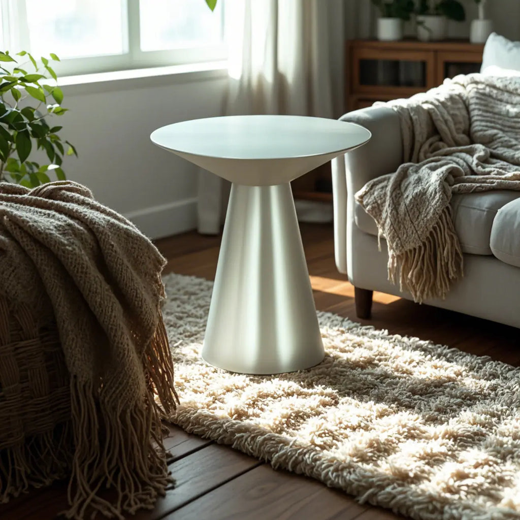 Table d'appoint minimaliste et moderne en métal argenté pour salon