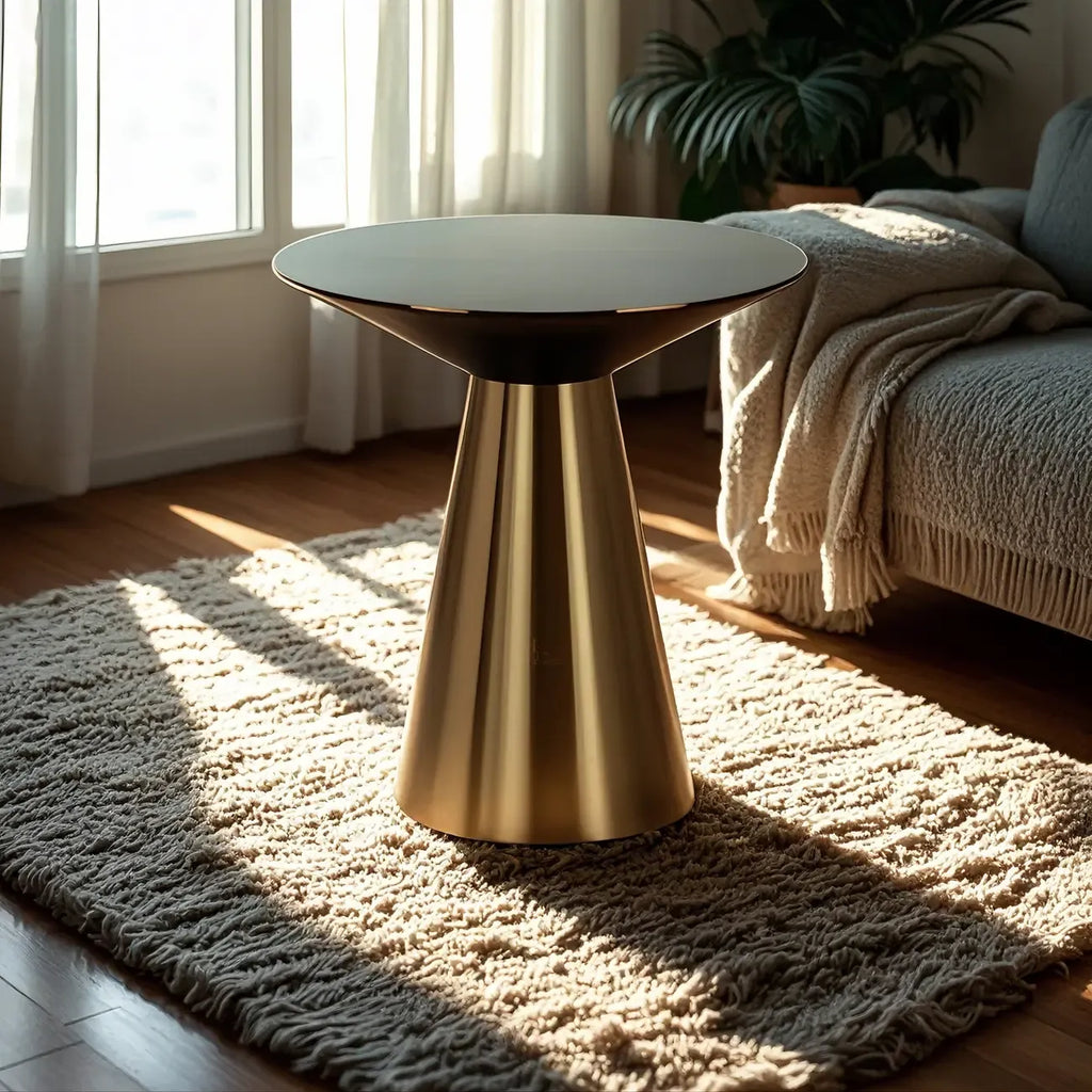 Table d'appoint minimaliste et moderne en métal argenté pour salon