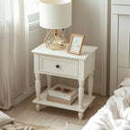 Table d'appoint en bois brun à 1 tiroir avec étagère, idéale pour les petits espaces